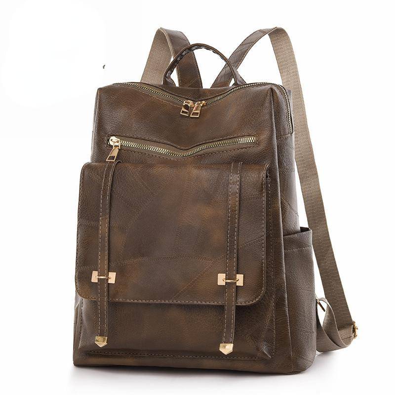 Vintage Damentasche Große Kapazität Leder Täglicher Pendelverkehr Reise Damen Rucksack kaffeebraun von Joom DACH
