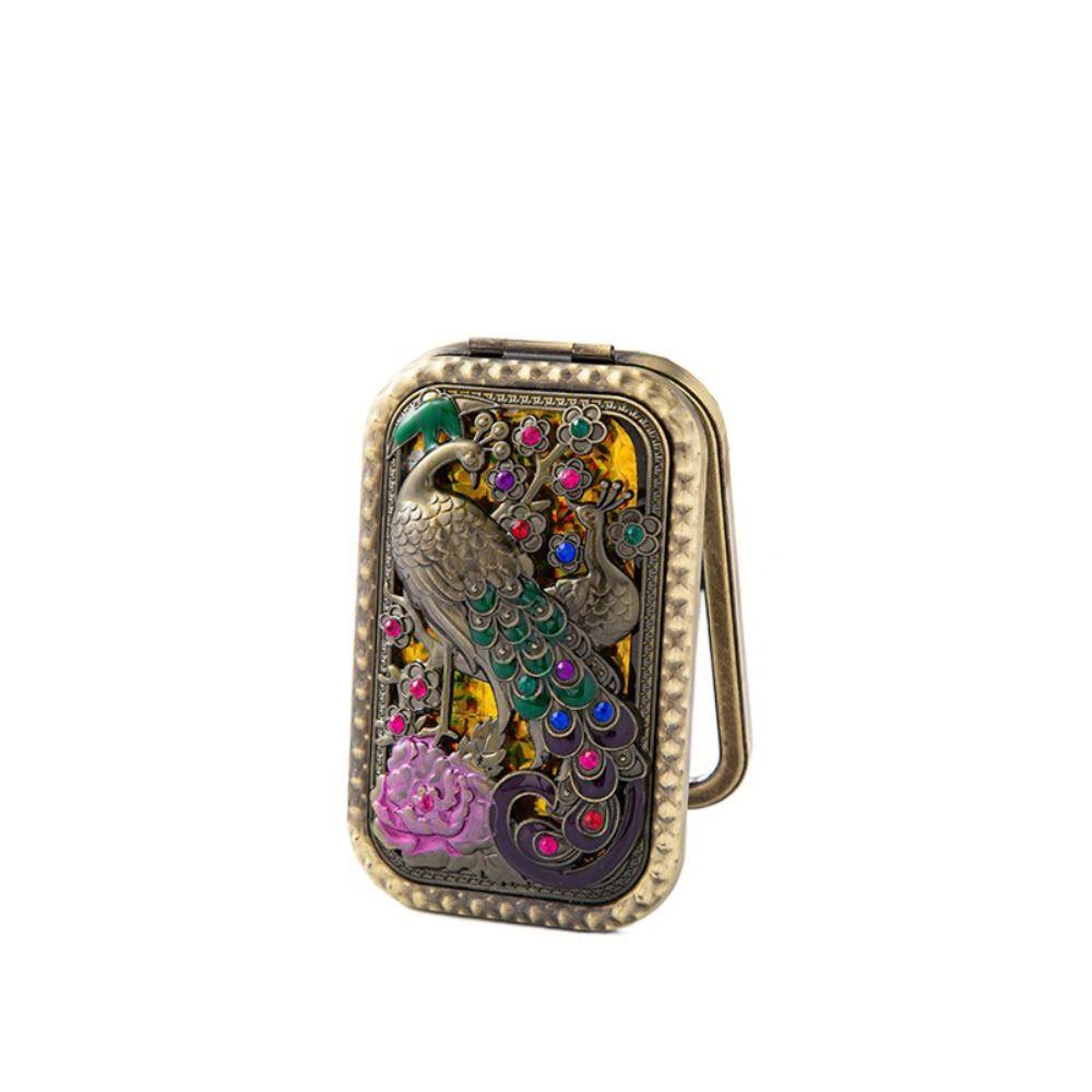 Vintage Doppelseitige Schminkspiegel Pfau Offener Schirm Faltbarer Kosmetikspiegel 2 von Joom DACH