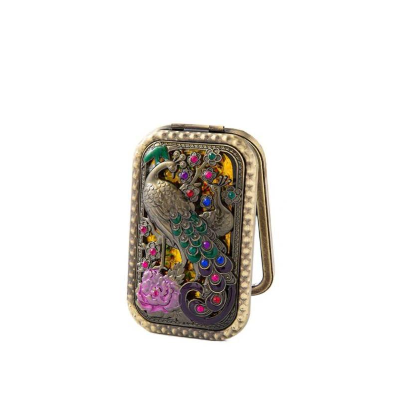 Vintage Doppelseitige Schminkspiegel Pfau Offener Schirm Faltbarer Kosmetikspiegel 2 von Joom DACH