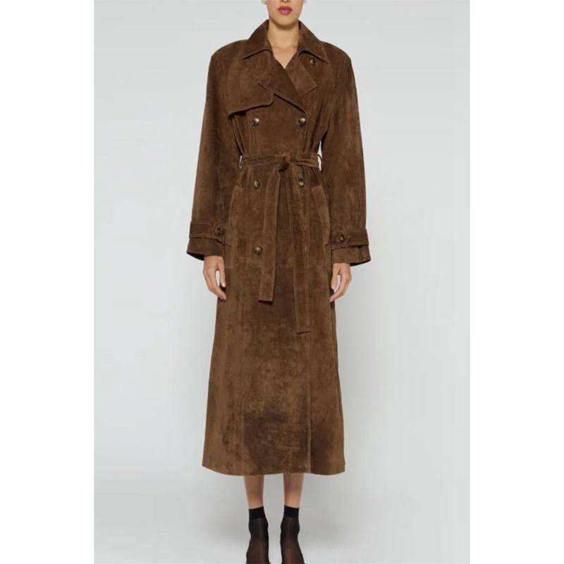 Vintage Frühling Herbst Trenchcoat Damen Lässig Lang Damen Übermantel Locker Windbreaker Mantel Jacken L braun von Joom DACH