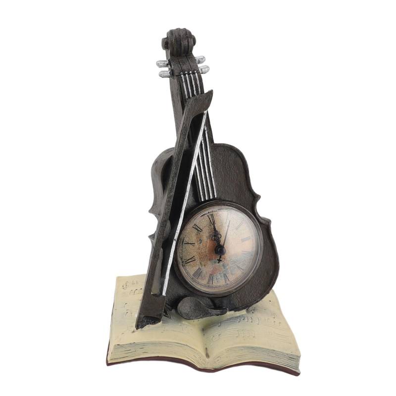 Vintage Geigenuhr Skulptur Harz Antike Tischuhr Geigenmodelle Musikinstrument von Joom DACH