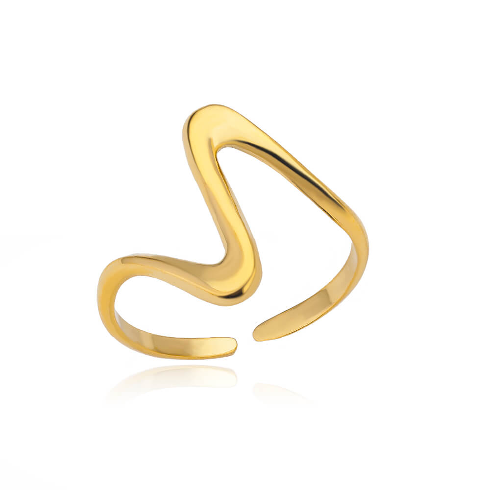 Vintage Geometrische Welle Ringe Für Frauen Edelstahl Gold Farbe Einstellbar Rock Ring Ästhetischen Hochzeit Schmuck Geschenk bijoux resizable von Joom DACH