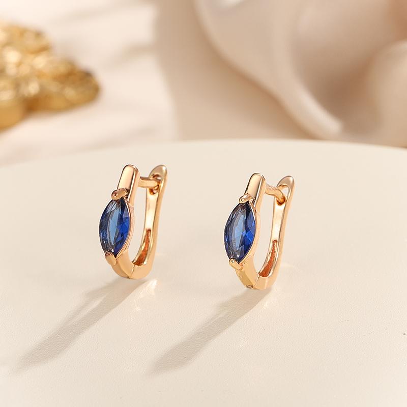 Vintage Gold Farbe 1 Paar Marquise Cut Weiß Rot Blau Grün Aqua Schwarz Stein Tropfen Ohrhänger Damen Ohrclips Schmuck blau von Joom DACH