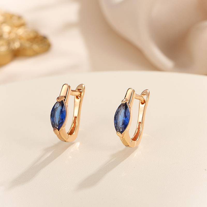 Vintage Gold Farbe 1 Paar Marquise Cut Weiß Rot Blau Grün Aqua Schwarz Stein Tropfen Ohrhänger Damen Ohrclips Schmuck blau von Joom DACH