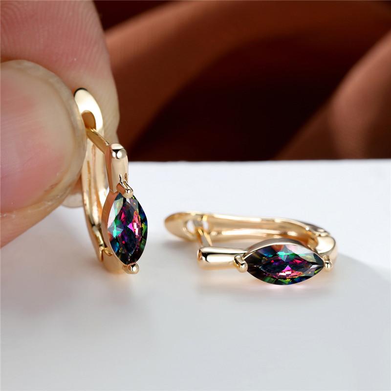 Vintage Gold Farbe 1 Paar Marquise Cut Weiß Rot Blau Grün Aqua Schwarz Stein Tropfen Ohrhänger Damen Ohrclips Schmuck bunt von Joom DACH