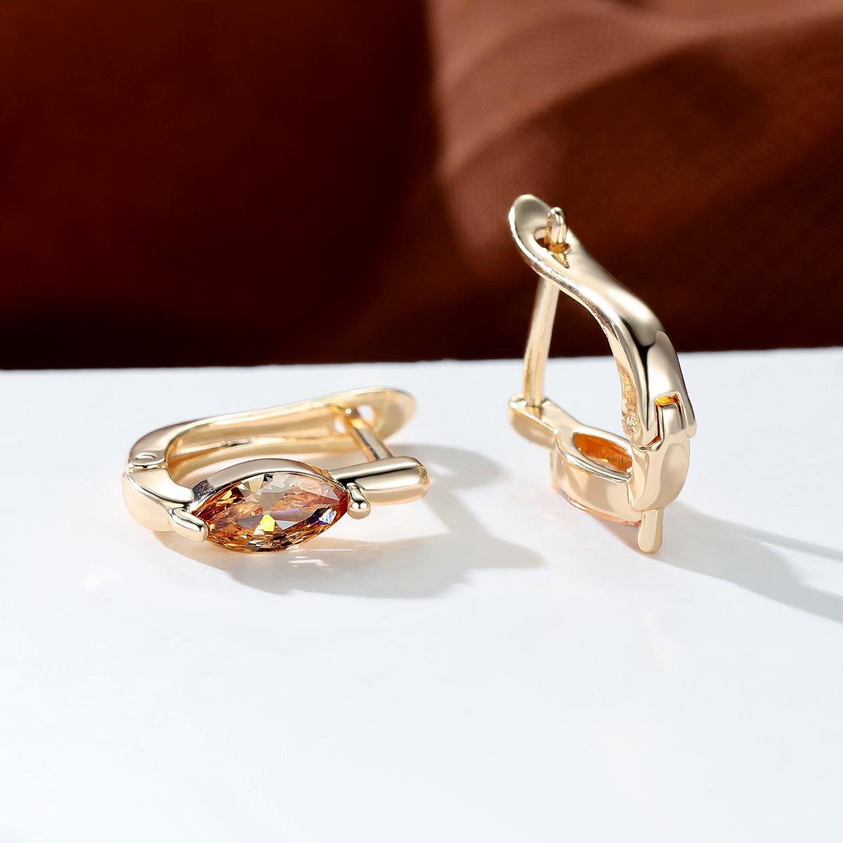 Vintage Gold Farbe 1 Paar Marquise Cut Weiß Rot Blau Grün Aqua Schwarz Stein Tropfen Ohrhänger Damen Ohrclips Schmuck champagner von Joom DACH