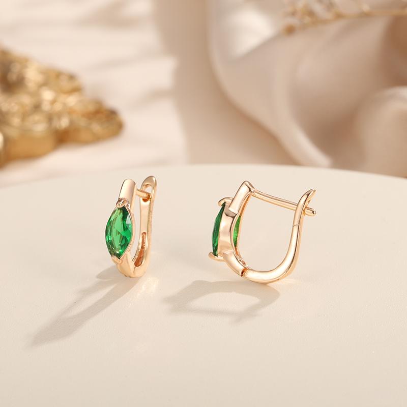 Vintage Gold Farbe 1 Paar Marquise Cut Weiß Rot Blau Grün Aqua Schwarz Stein Tropfen Ohrhänger Damen Ohrclips Schmuck grün von Joom DACH
