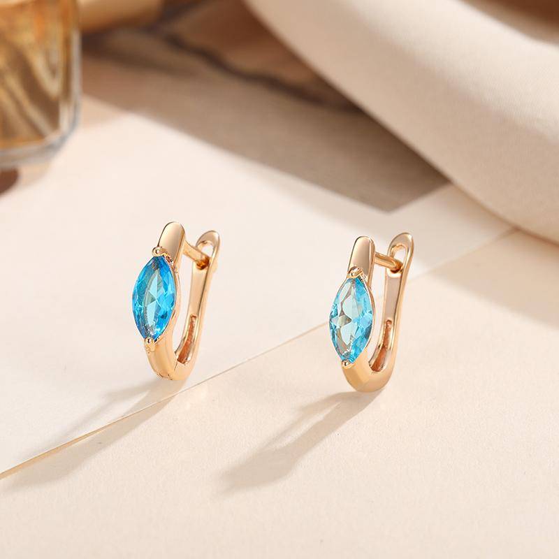 Vintage Gold Farbe 1 Paar Marquise Cut Weiß Rot Blau Grün Aqua Schwarz Stein Tropfen Ohrhänger Damen Ohrclips Schmuck meergrün von Joom DACH