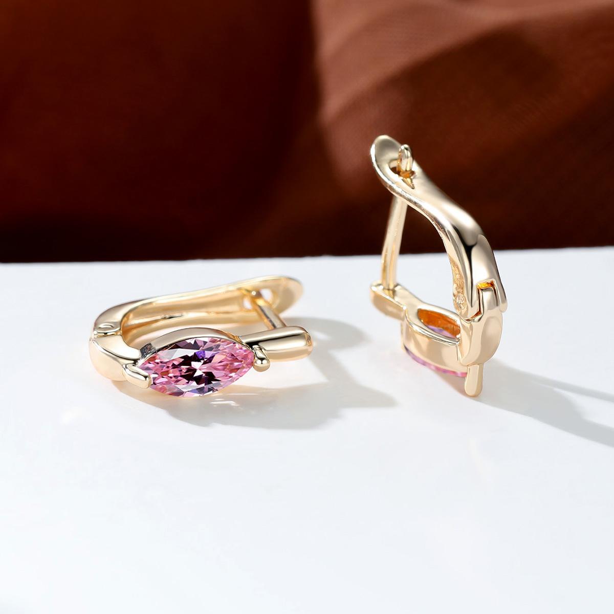 Vintage Gold Farbe 1 Paar Marquise Cut Weiß Rot Blau Grün Aqua Schwarz Stein Tropfen Ohrhänger Damen Ohrclips Schmuck rosa von Joom DACH