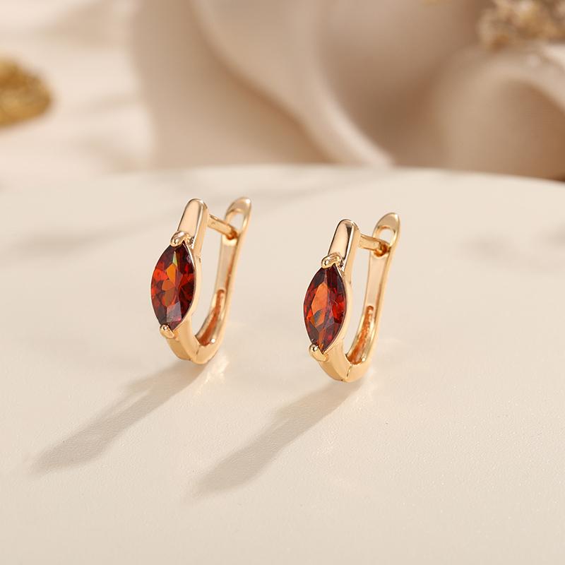 Vintage Gold Farbe 1 Paar Marquise Cut Weiß Rot Blau Grün Aqua Schwarz Stein Tropfen Ohrhänger Damen Ohrclips Schmuck rot von Joom DACH