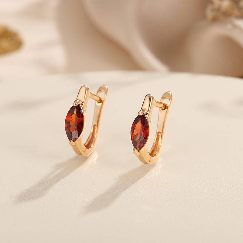 Vintage Gold Farbe 1 Paar Marquise Cut Weiß Rot Blau Grün Aqua Schwarz Stein Tropfen Ohrhänger Damen Ohrclips Schmuck rot von Joom DACH