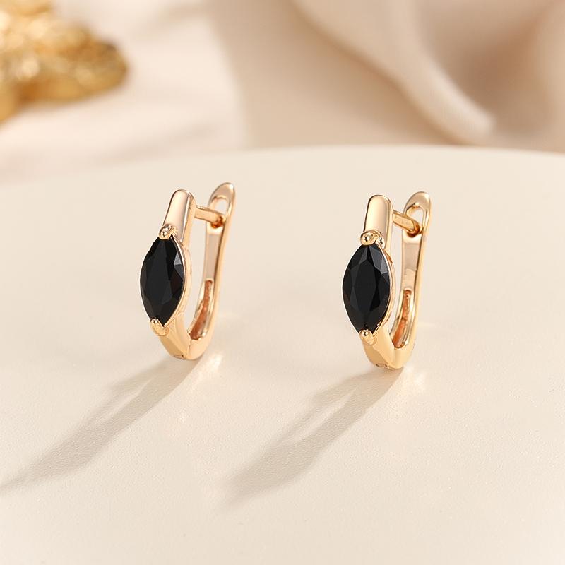 Vintage Gold Farbe 1 Paar Marquise Cut Weiß Rot Blau Grün Aqua Schwarz Stein Tropfen Ohrhänger Damen Ohrclips Schmuck schwarz von Joom DACH