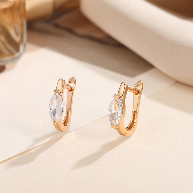 Vintage Gold Farbe 1 Paar Marquise Cut Weiß Rot Blau Grün Aqua Schwarz Stein Tropfen Ohrhänger Damen Ohrclips Schmuck weiß von Joom DACH