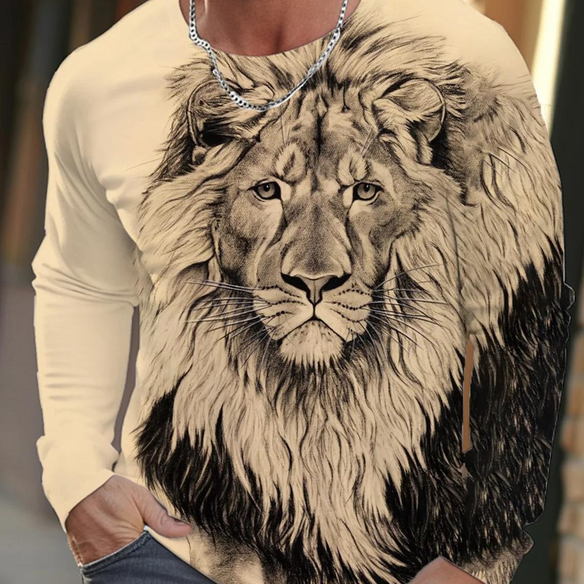 Vintage Herren Langarm T-Shirt 3D-Druck Shirts Mode Tier Wolf Grafik Kurzarm Männer Übergroße Streetwear Tops Tees S von Joom DACH