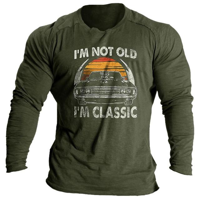 Vintage Herren Langarm T-Shirt Word Tees Tops Grafik T-Shirts für Männer 3D Slogan Bedruckte Kleidung Übergroße Streetwear 5XL 2XL von Joom DACH