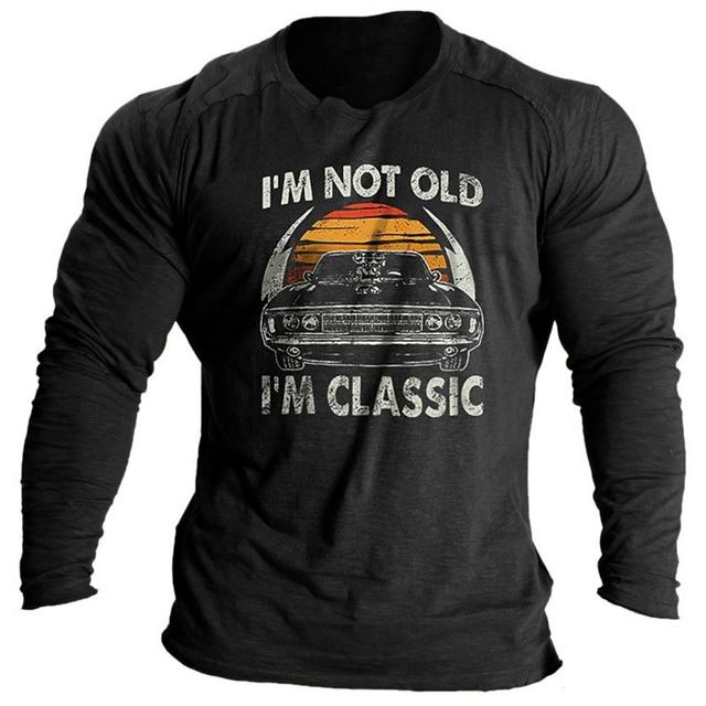 Vintage Herren Langarm T-Shirt Word Tees Tops Grafik T-Shirts für Männer 3D Slogan Bedruckte Kleidung Übergroße Streetwear 5XL 6XL von Joom DACH