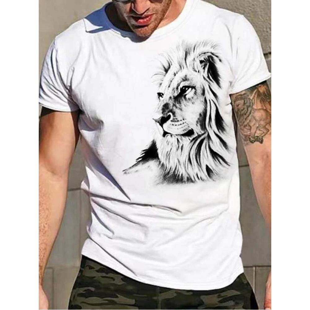Vintage Herren T-Shirt Tier Tees 3D Druck Löwe Muster Kurzarm Tops Sommer Atmungsaktive Fitness Shirts Für Herrenbekleidung XL von Joom DACH