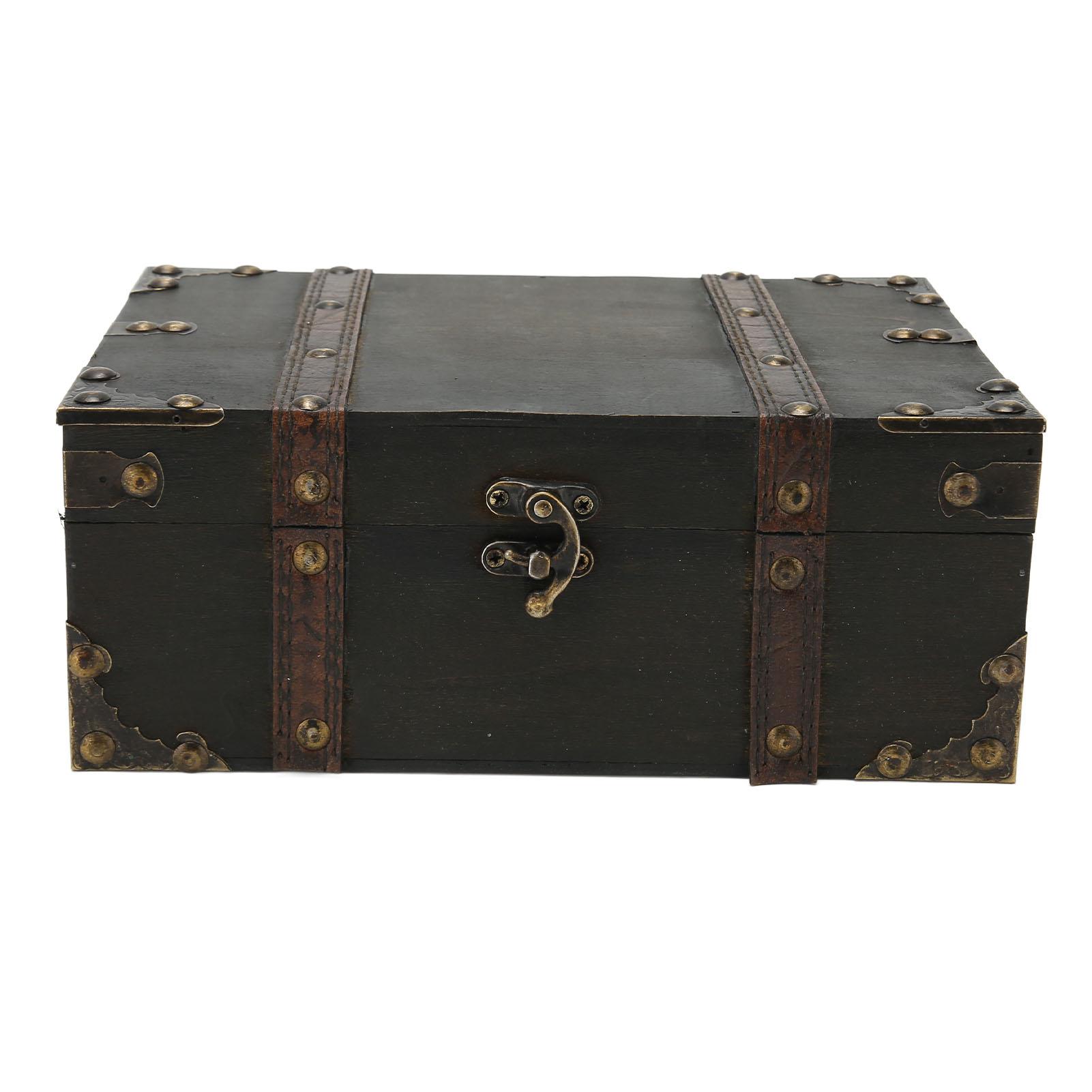 Vintage Holz Schmuckschatulle Zuhause Elegant Halsketten Aufbewahrungskoffer Organizer Behälter Dekoration Schwarz von Joom DACH