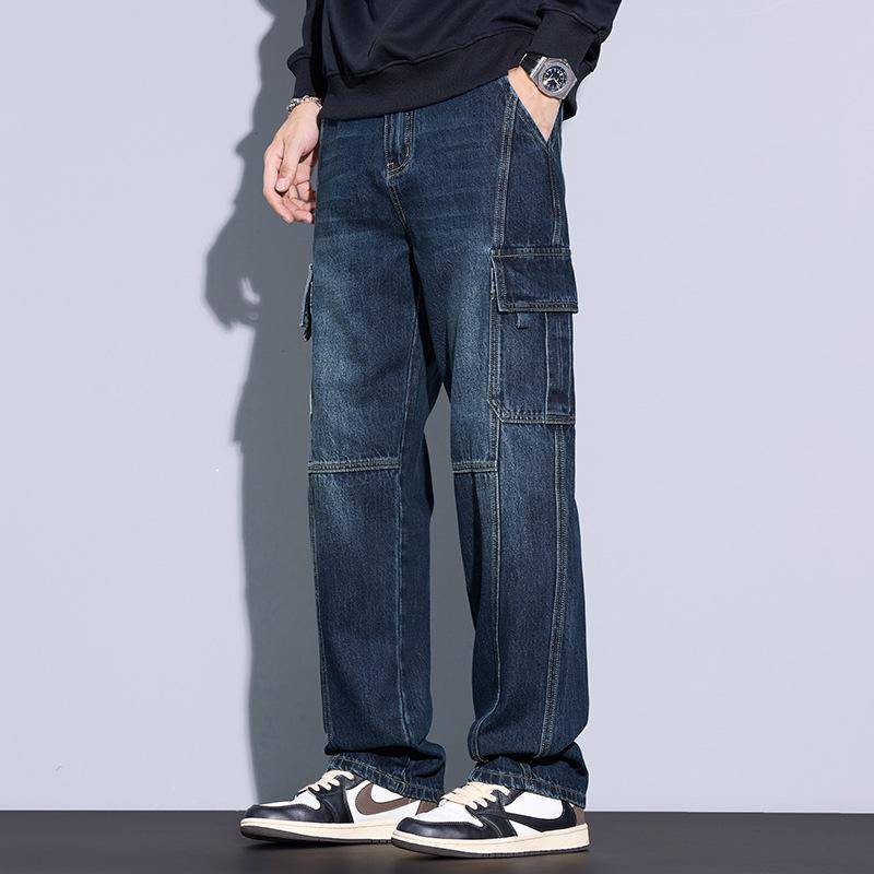 Vintage Jeans Herren Herbst Gerade Tasche Cargohose Locker Weit High Street Lässige Denimhose Männlich 27 von Joom DACH