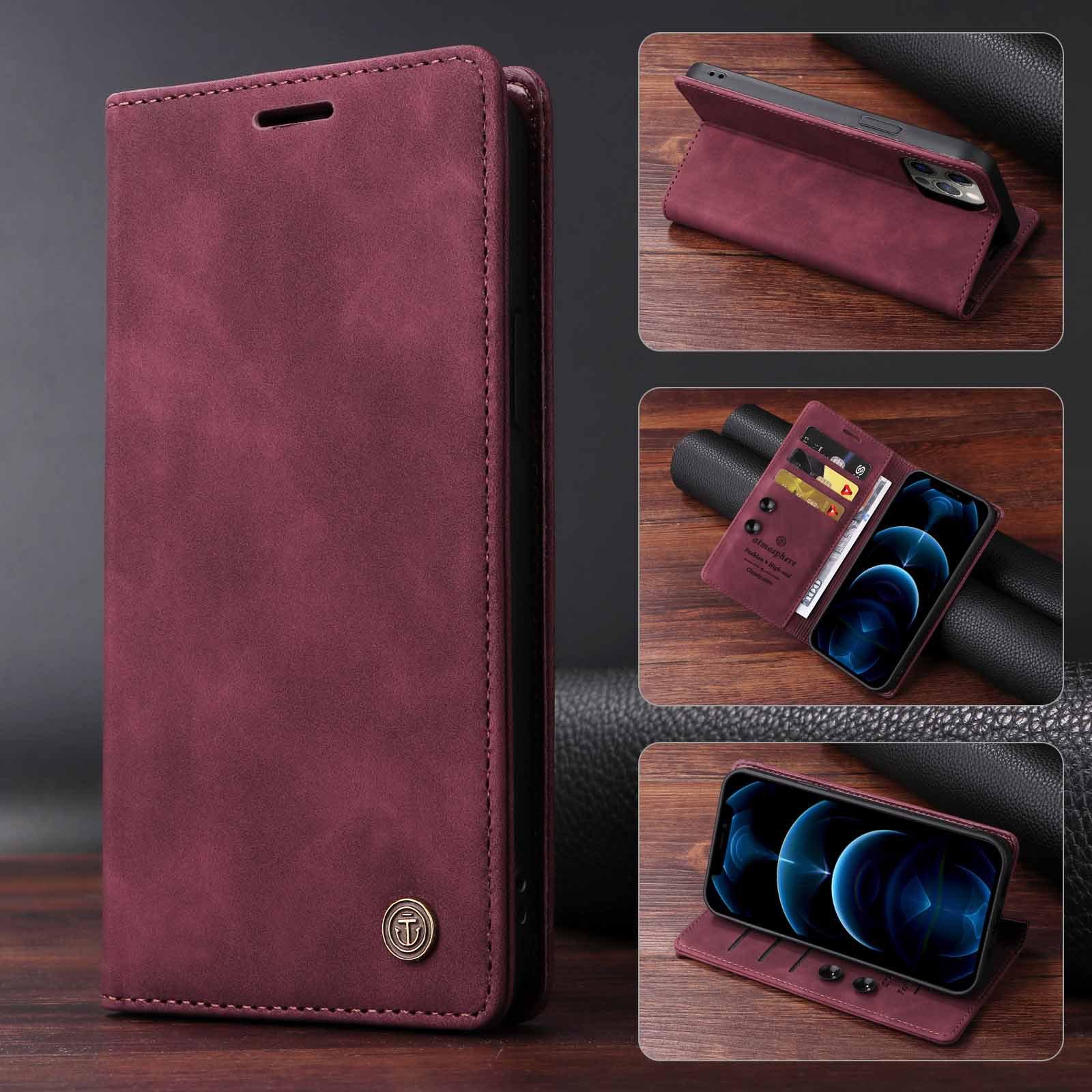 Vintage Leder Flip Case für Redmi Note 13 Pro Plus Note13 Pro 4G 12pro+ 12s 11s 10 9 Pro Max Wallet Card Slot Buchständer Telefonholster-Abdeckung Redmi note 9 PRO 4G rot von Joom DACH