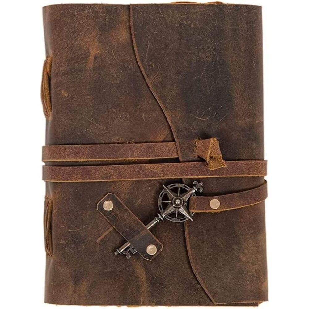 Vintage-Ledertagebuch mit Schlüssel, Ledergebundenes Tagebuch für Jungen & Mädchen 7 x 5 in braun von Joom DACH