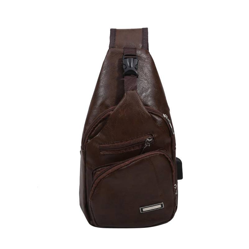 Vintage Männer Mode Schulter Brust Taschen USB Lade Leder Messenger Reise Packs Brieftasche One size von Joom DACH