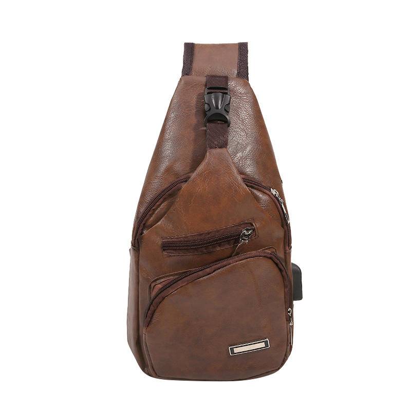 Vintage Männer Mode Schulter Brust Taschen USB Lade Leder Messenger Reise Packs Brieftasche One size von Joom DACH