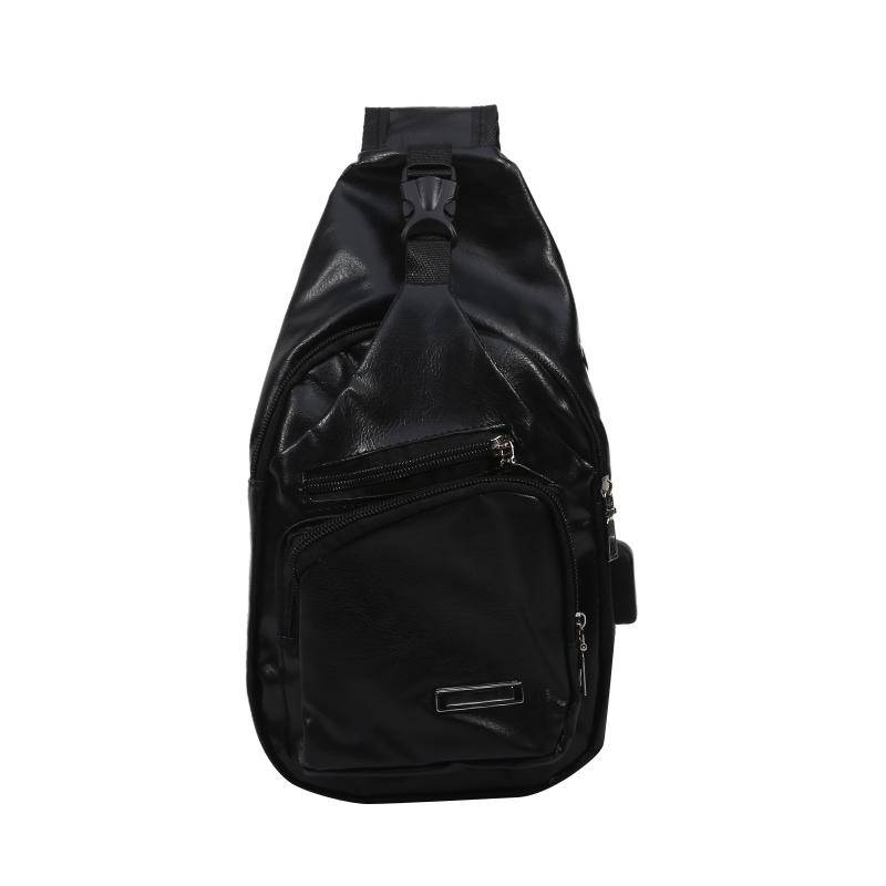 Vintage Männer Mode Schulter Brust Taschen USB Lade Leder Messenger Reise Packs Brieftasche One size von Joom DACH