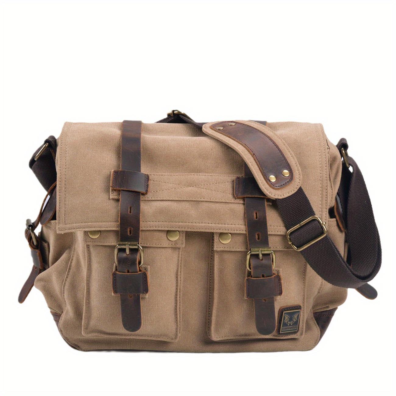 Vintage Messenger Bags Laptoptasche Große Kapazität Umhängetasche Für Wandern Reisen Weihnachts-/Halloween-Geschenk khaki von Joom DACH