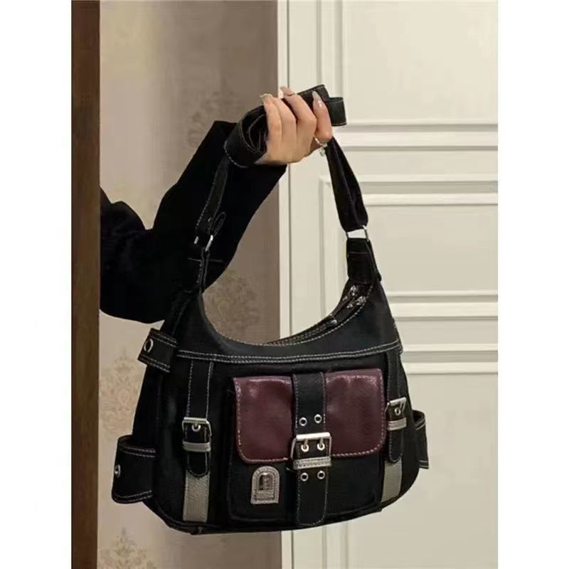 Vintage Mittelalterliche Tasche Persönlichkeit Weiches Leder Motorradtasche Damen Umhängetasche Crossbody-Tasche von Joom DACH