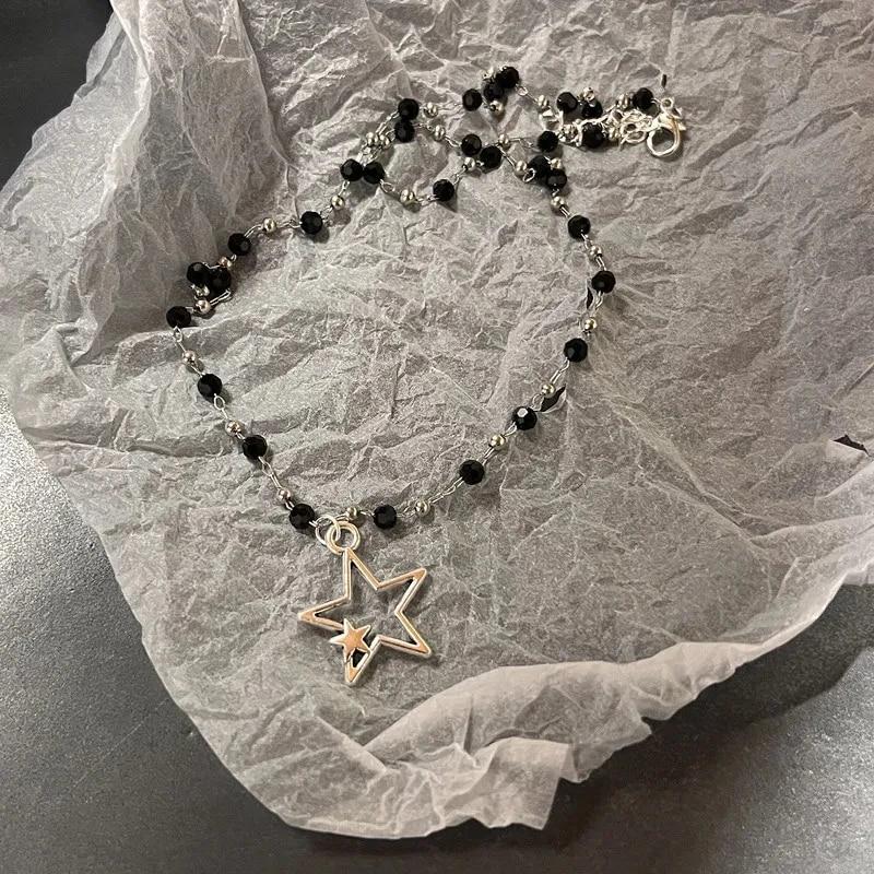 Vintage Mode Leder Seil Stern Anhänger Halskette für Frauen Männer Antik Silber Farbe Schmuck Zubehör Y2k Ästhetik von Joom DACH