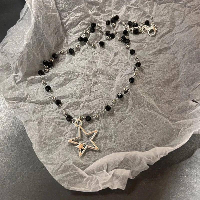 Vintage Mode Leder Seil Stern Anhänger Halskette für Frauen Männer Antik Silber Farbe Schmuck Zubehör Y2k Ästhetik von Joom DACH