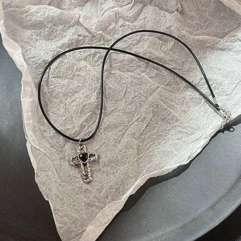 Vintage Mode Leder Seil Stern Anhänger Halskette für Frauen Männer Antik Silber Farbe Schmuck Zubehör Y2k Ästhetik von Joom DACH