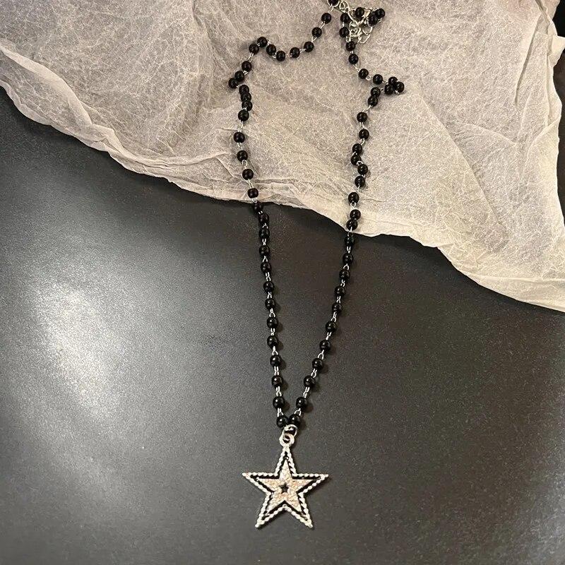 Vintage Mode Leder Seil Stern Anhänger Halskette für Frauen Männer Antik Silber Farbe Schmuck Zubehör Y2k Ästhetik von Joom DACH