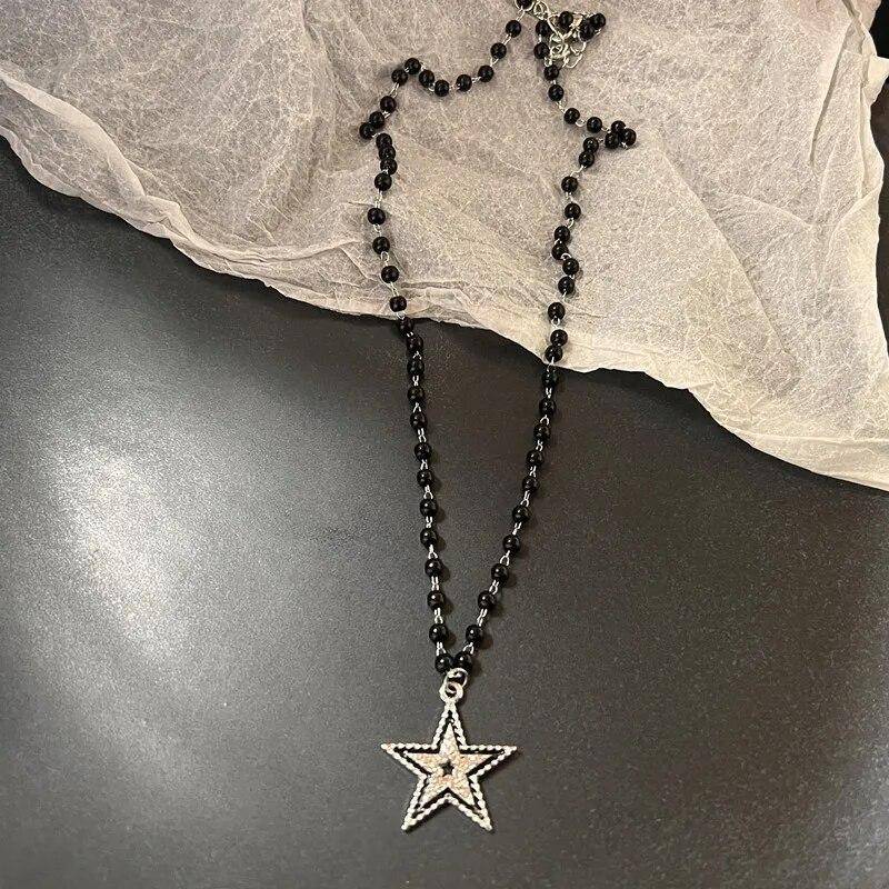 Vintage Mode Leder Seil Stern Anhänger Halskette für Frauen Männer Antik Silber Farbe Schmuck Zubehör Y2k Ästhetik von Joom DACH