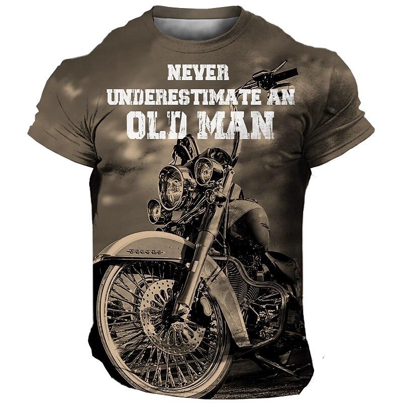 Vintage Motorrad Herren T-Shirt 3D-Druck Reiten Kurzarm Sommer Männliche Kleidung Casual Tops Klassische Biker Atmungsaktives T-Shirt 3XL von Joom DACH