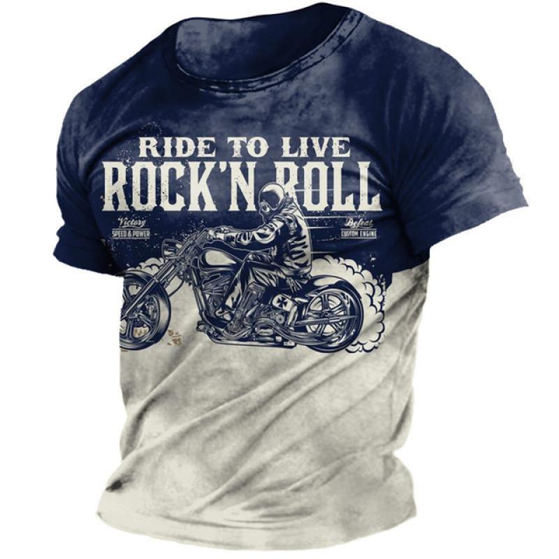 Vintage Motorrad T-Shirts für Herren 3D Racing Print Lose Kurzarm Tops Lustige Streetwear Freizeit Oansatz Bike Sport T-Shirts XL von Joom DACH