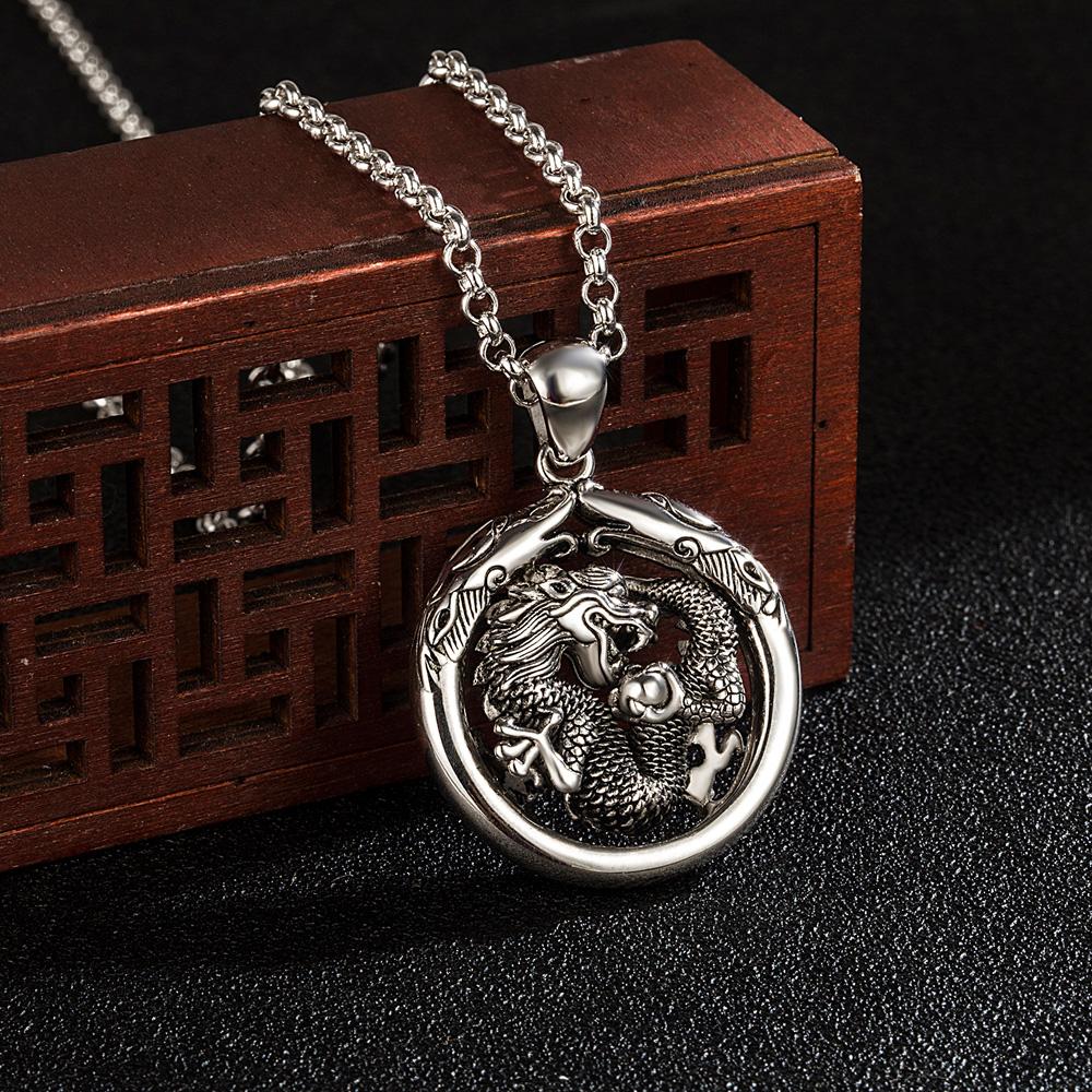 Vintage Original 925 Sterling Silber Halskette Männer Persönlichkeit Drachen Anhänger Box Kette 45-70CM Charme Schmuck Weihnachten Geschenk 45cm von Joom DACH