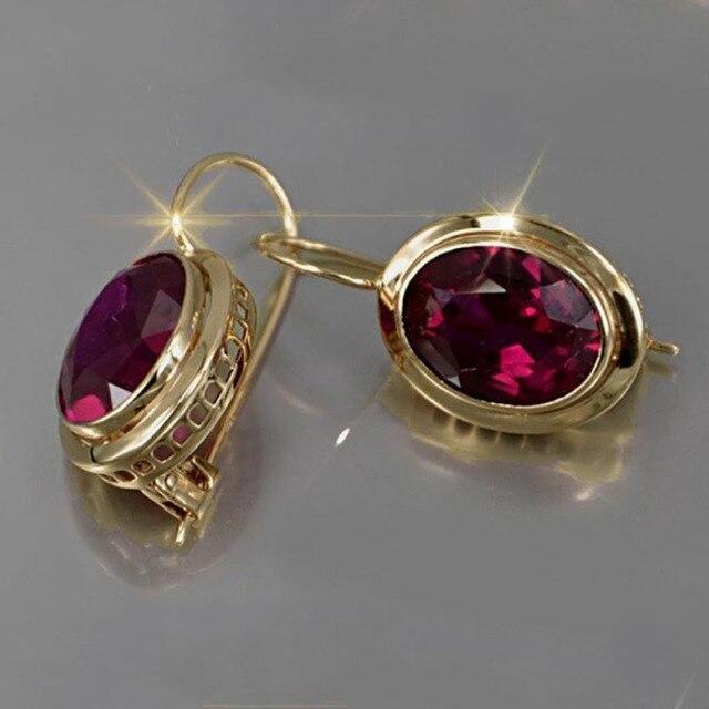 Vintage Ovale Rote Zirkonia Ohrclip-Ohrringe für Frauen Trendy Ethno-Stil Kein Piercing Damen Ohrringe Hochzeitsschmuck von Joom DACH