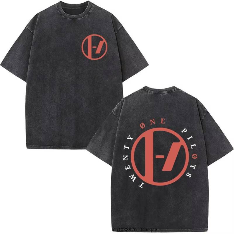 Vintage Rock Band Twenty One Pilots Gewaschenes T-Shirt Männer Frauen Baumwolle Casual Streetwear Tops T Kurzarm Harajuku Y2k L von Joom DACH