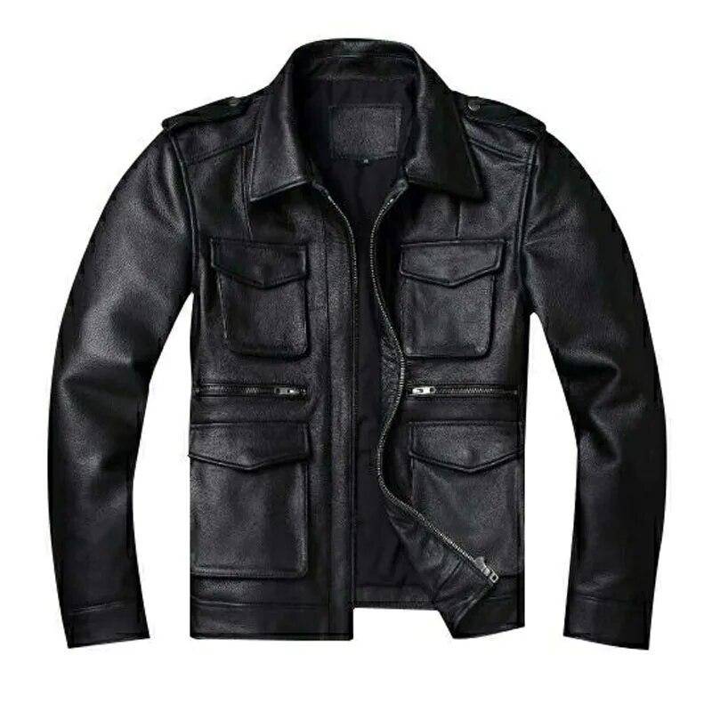 Vintage Rot Braun Echtleder Jacke Herren Weiches Echtes Rindsleder Schwarz Wintermantel Biker Jacken Jaqueta Masculina De Couro 6XL schwarz von Joom DACH