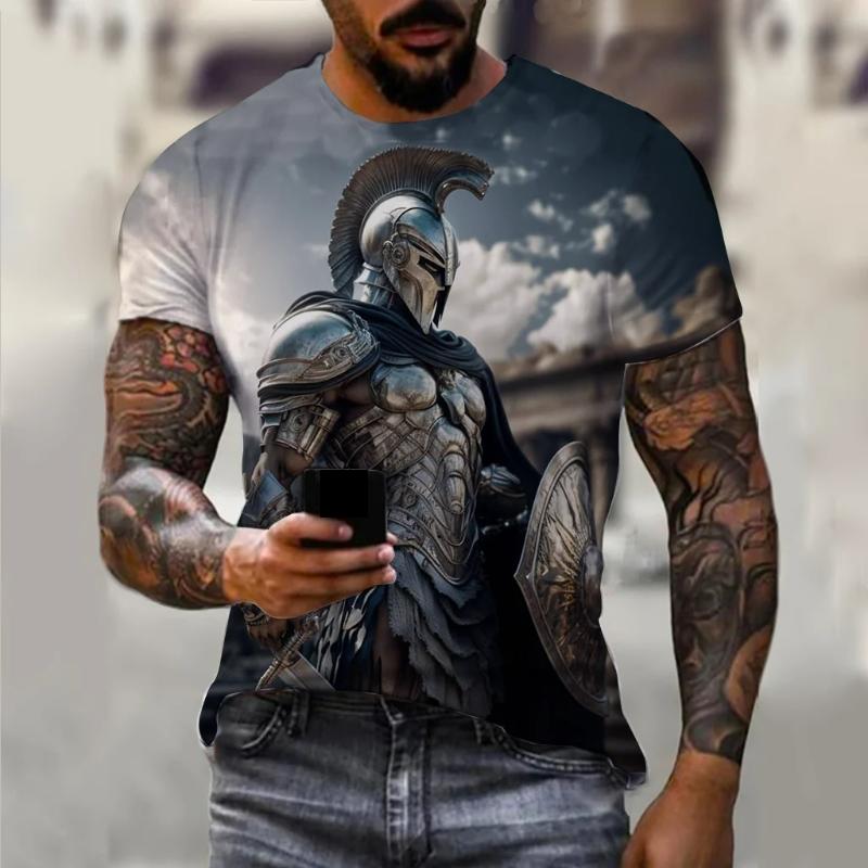 Vintage Spartan 3D-Druck Grafik-T-Shirts für Männer Kurzarm-T-Shirts Mode übergroße Streetwear Herren-Freizeitkleidung 3XL von Joom DACH