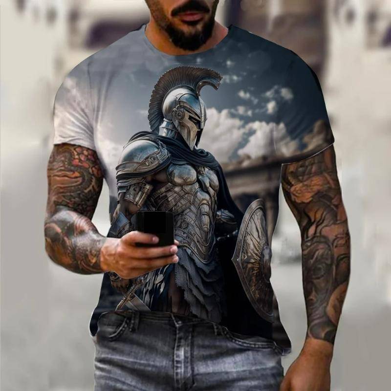 Vintage Spartan 3D-Druck Grafik-T-Shirts für Männer Kurzarm-T-Shirts Mode übergroße Streetwear Herren-Freizeitkleidung 3XL von Joom DACH