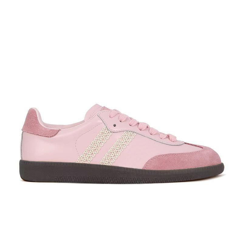 Vintage Spitze Leder Deutsche Trainingsschuhe Neuer Stil Silber Flache Sportliche Freizeitschuhe für Damen 40 von Joom DACH