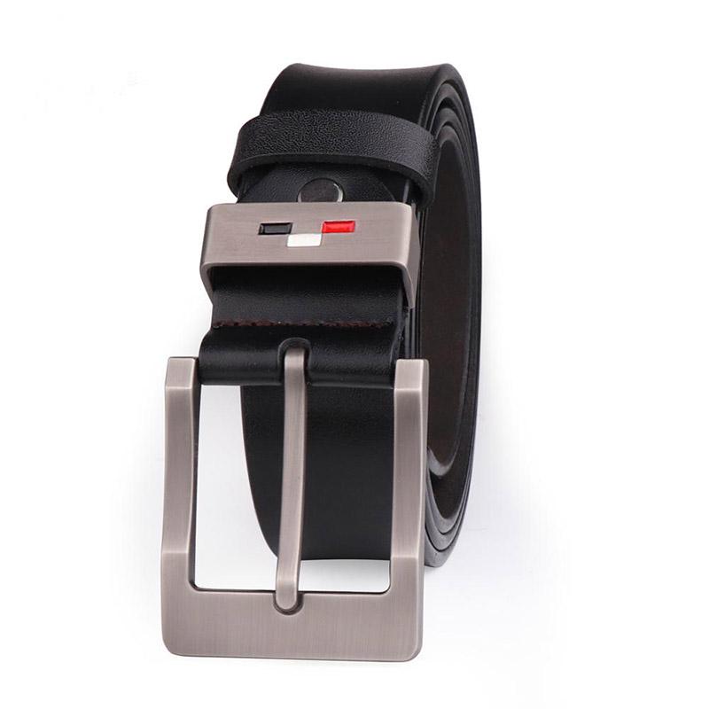 Vintage-Stil Dornschließe, Kuh-Echtledergürtel für Herren, 130 cm, hochwertiger Herrengürtel 115CM schwarz von Joom DACH