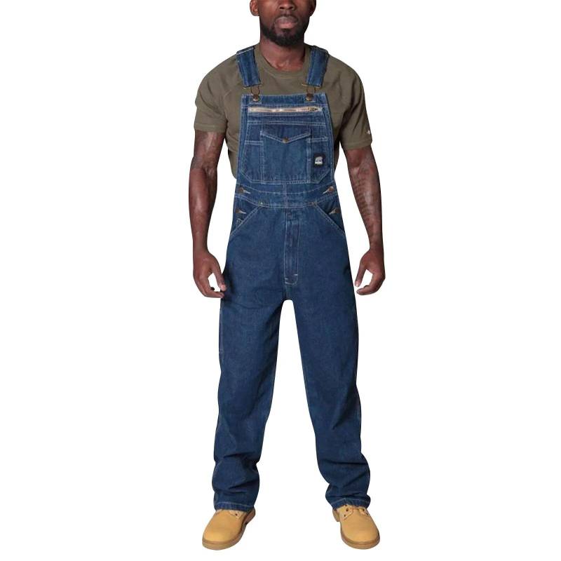 Vintage Straight Loose Jumpsuit Verstellbare Hosenträger Jeans Streetwear Herren Latzjeans Europäische und amerikanische Größe XXXL dunkelblaue von Joom DACH