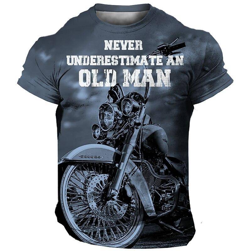 Vintage T-Shirt Motorrad Herren T-Shirt 3D-Druck Auto Kurzarm T-Shirts Sommer Herren Kleidung Casual Bluse Classic Bike Tops 4XL von Joom DACH