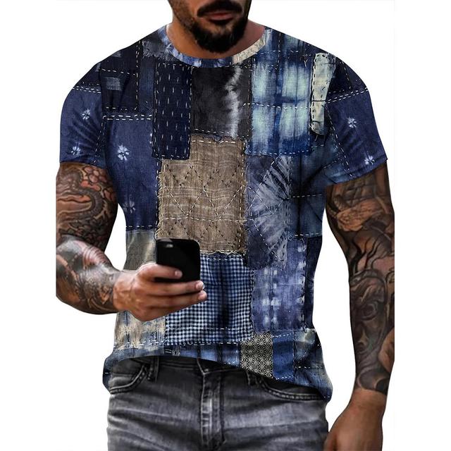 Vintage T-Shirt für Herren Patchwork Denim Grafik T-Shirts 3D-Druck Kurzarm Casual T-Shirt Übergroße Herrenbekleidung Tops 3XL Vintage T-Shirt für Herren Patchwork Denim Grafik T-Shirts 3D-Druck Kurzarm Casual T-Shirt Übergroße Herrenbekleidung Tops 3XL von Joom DACH
