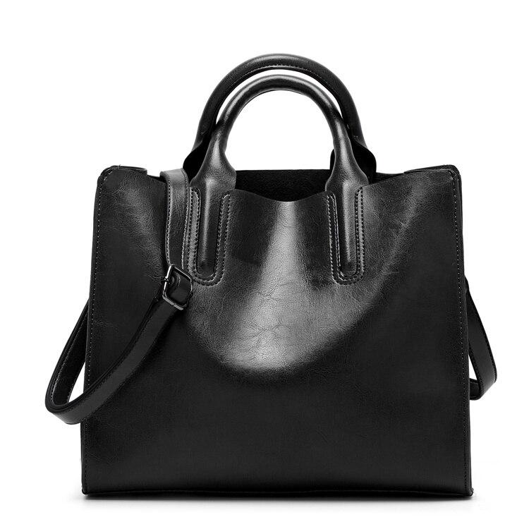 Vintage Top-Griff Tasche Kunstleder Handtaschen Schultertasche Casual Damen Messenger Tote Weiblich schwarz von Joom DACH