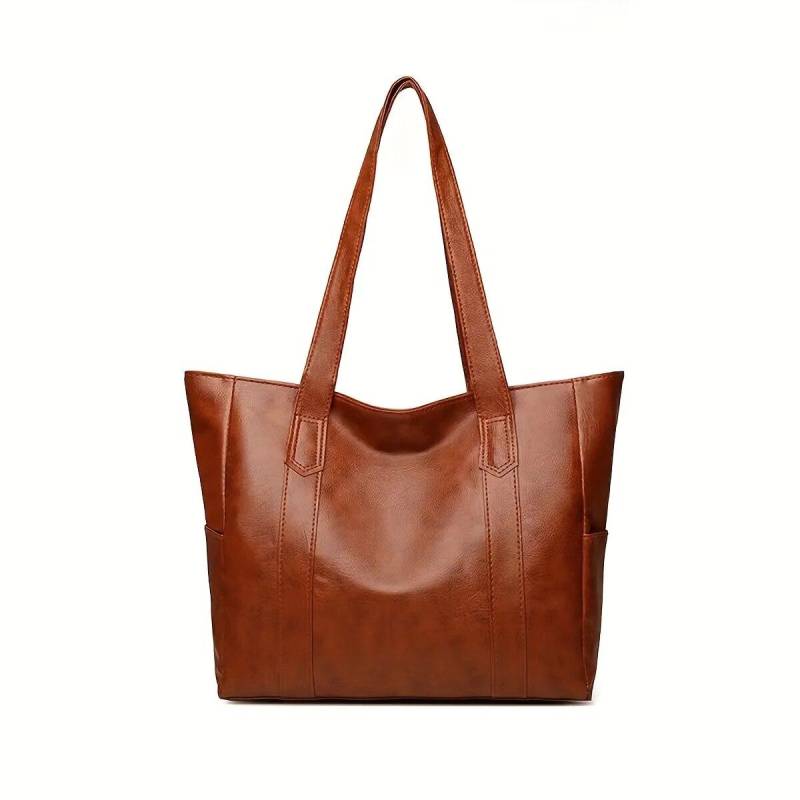 Vintage-Tragetasche mit großem Fassungsvermögen, vegane Retro-Umhängetasche, lässige Handtasche für Damen zum Pendeln 1pcs kaffeebraun von Joom DACH